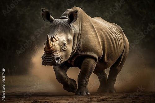 powerful African rhinoceros. Generative AI