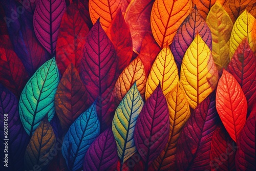 Colorful leaf pattern artwork. Generative AI