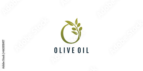 Letter O logo design element vector with olive concept
