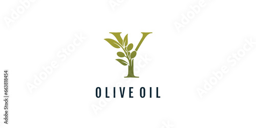 Letter Y logo design element vector with olive concept