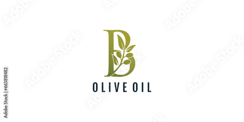 Letter B logo design element vector with olive concept