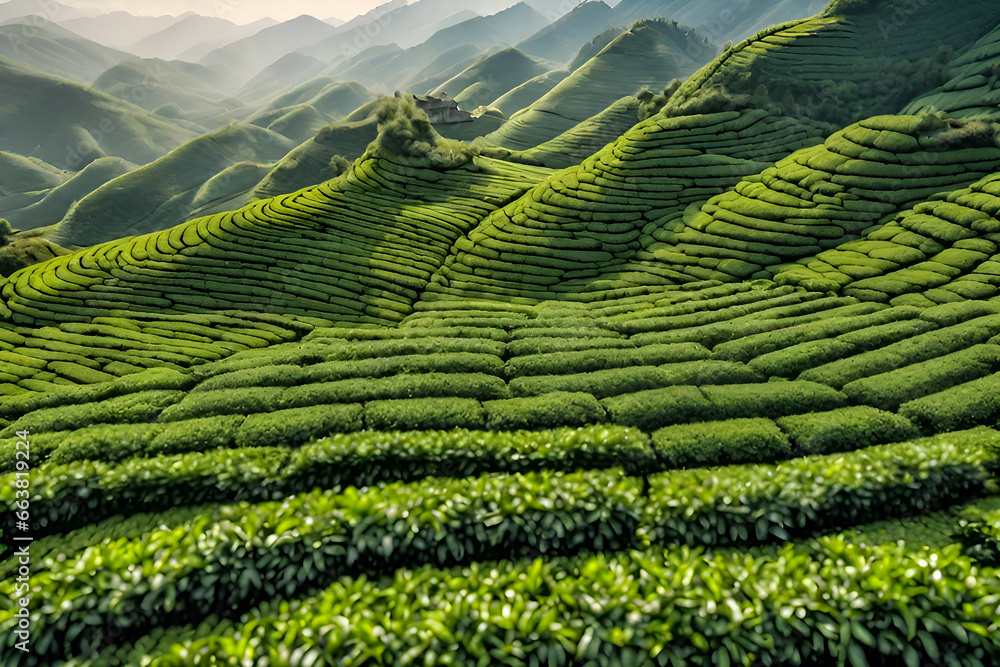 Harvesting on tea plantations.