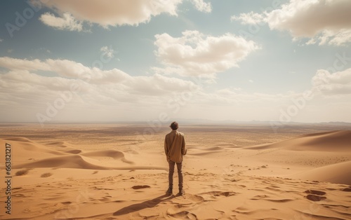Fototapeta Naklejka Na Ścianę i Meble -  photo of man in a sand desert