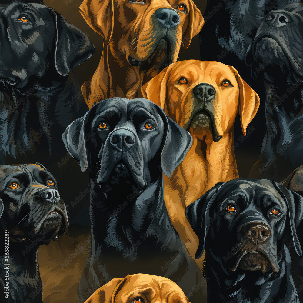 Obraz premium Mastiffs dogs breed animal cartoon repeat pattern