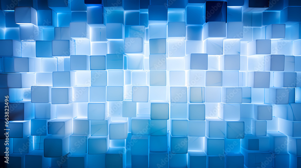 A rhythmic pattern created by a wall of light white-blue blocks, with the play of light creating a soothing, rhythmic pattern A rhythmic pattern created by a wall of light white-blue blocks, with the play of light creating a soothing, rhythmic pattern