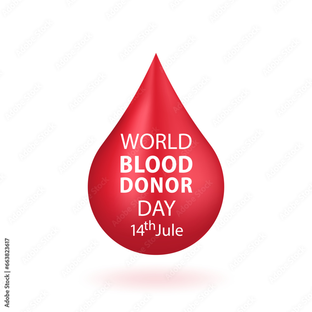 Obraz premium Blood donation concept with abstract blood drop for World Blood Donor Day June 14th. Vector illustration