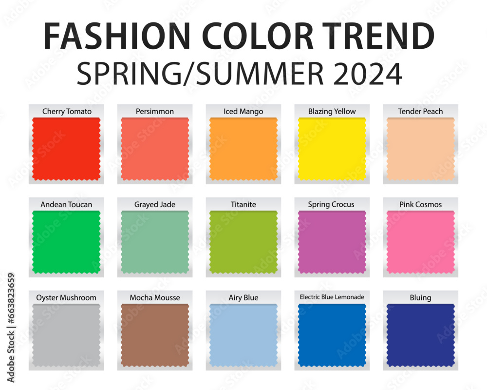 Fashion Color Trend Spring Summer 2024. Trend colors palette guide