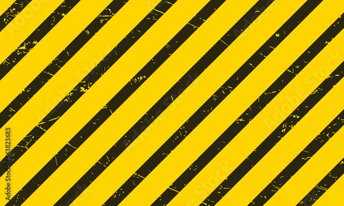 Warning striped rectangular pattern, yellow and black stripes on the diagonal, a warning to be careful the potential danger vector template sign. A grunge texture. Vector illustration