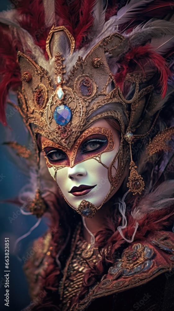 Beautiful woman in black mysterious venetian mask. AI Generated Beautiful woman in black mysterious venetian mask. AI Generated