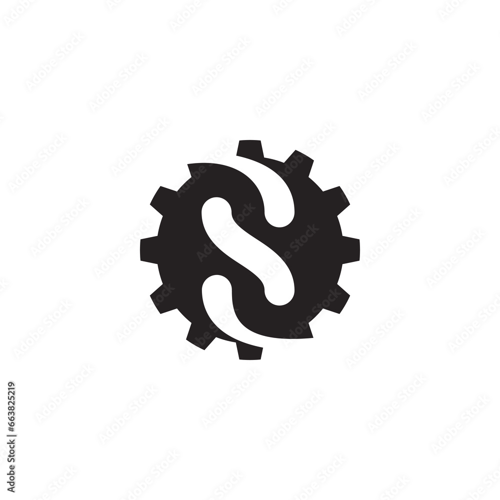 The monogram is the letter S and cloud gear. Unique, outline and elegant. The monogram is the letter S and cloud gear. Unique, outline and elegant.
