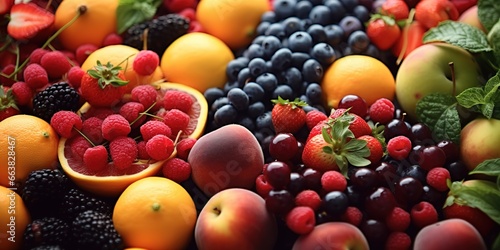 various kinds of fresh fruit with high vitamin content