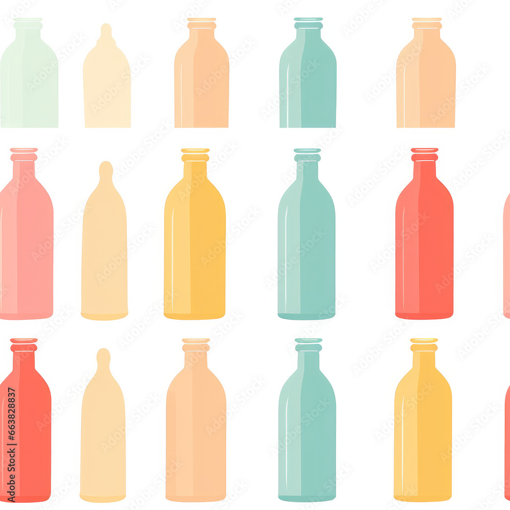 Colorful glass bottles repeat pattern cartoon Colorful glass bottles repeat pattern cartoon
