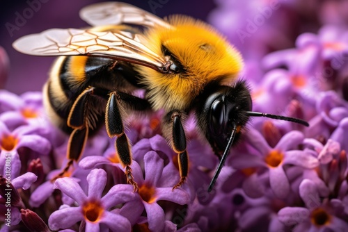 Bumblebee Pollinating Purple Flowers