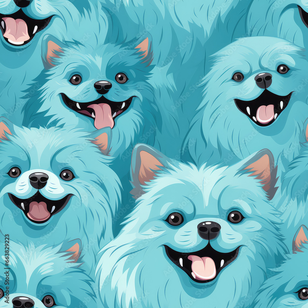 Obraz premium Pomeranians dogs breed cute cartoon repeat pattern