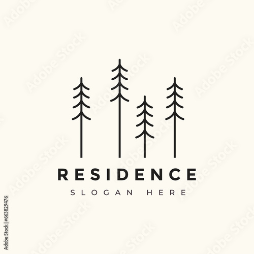 nature pine tree minimalist logo  design vector graphic