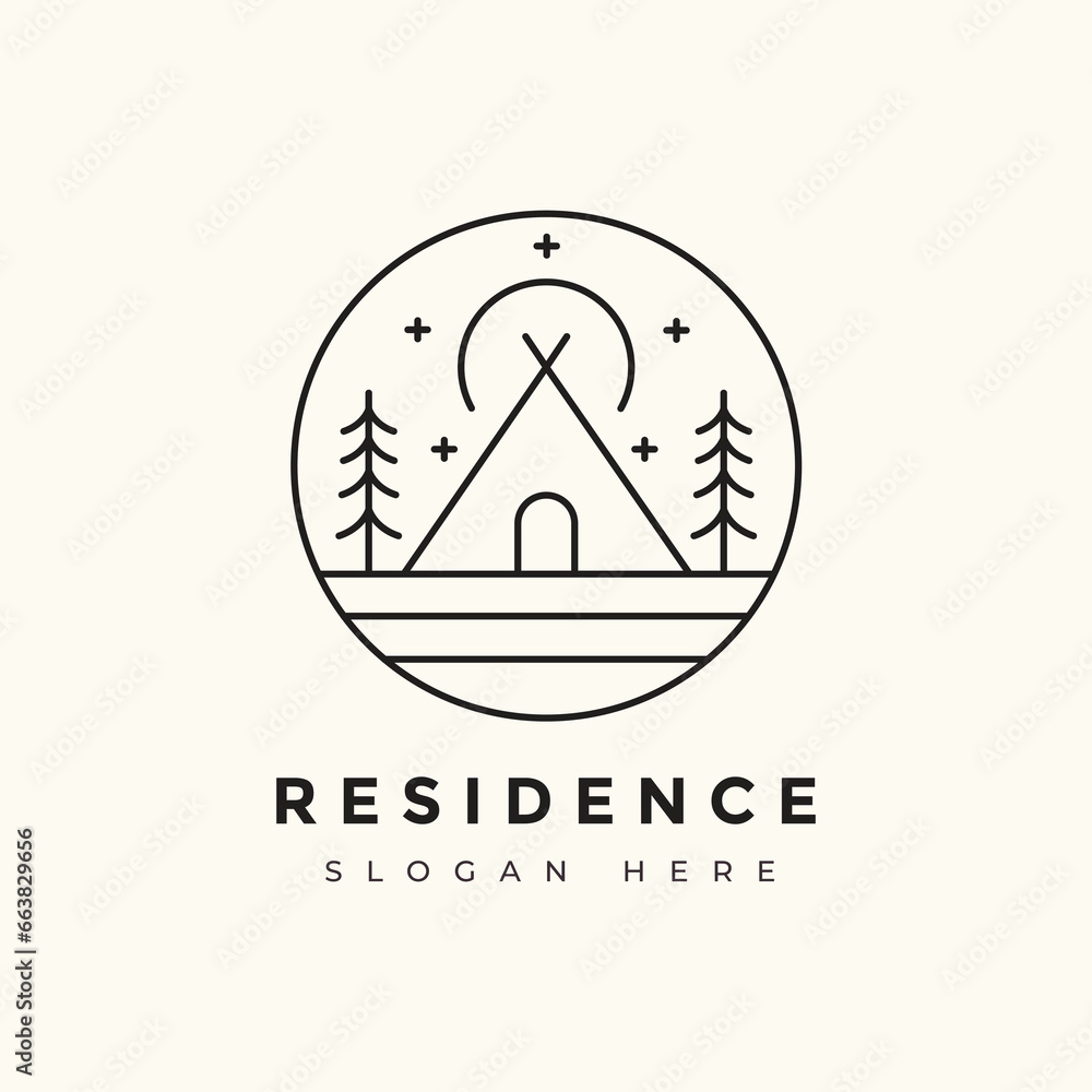 nature camp outdoor pine tree minimalist line logo design vector graphic nature camp outdoor pine tree minimalist line logo design vector graphic