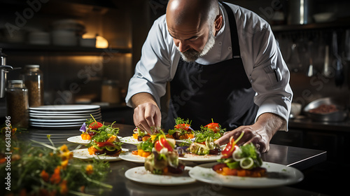 A Chef Plating a Gourmet Dish