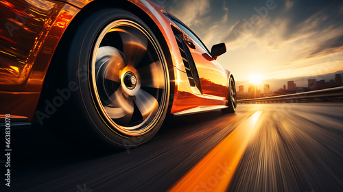 Sports Car Speeding Along Sunlit Highway © Custom Media