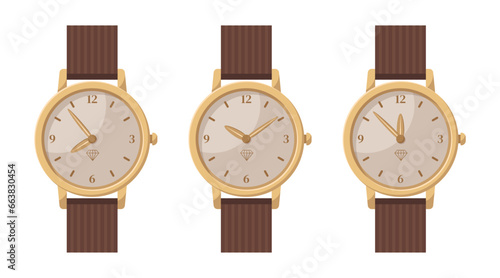 Wrist watches set. Vector and PNG on transparent background.