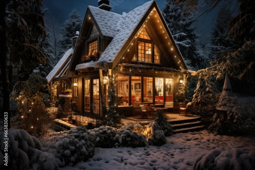 Cozy Cabin in Snowy Woods © dasom
