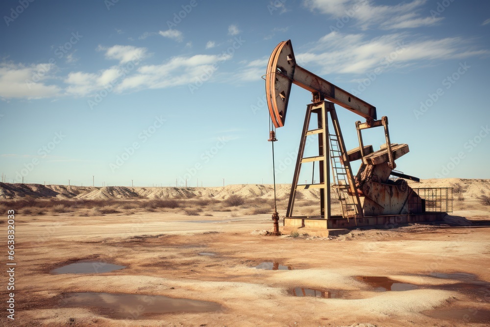 oil rigs oil pump energy industrial machine for petroleum in the middle of the desert on the blue sky background. oil rigs oil pump energy industrial machine for petroleum in the middle of the desert on the blue sky background.