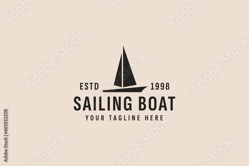 vintage style sailing boat logo vector icon illustration