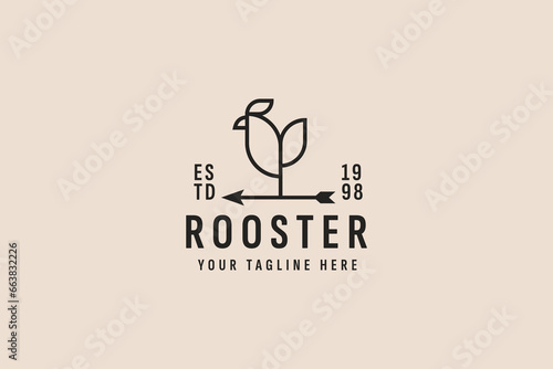 vintage style rooster logo vector icon illustration