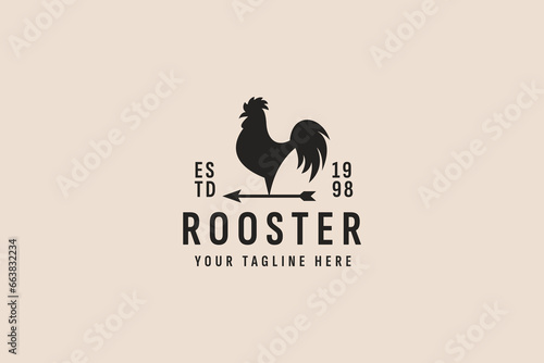 vintage style rooster logo vector icon illustration