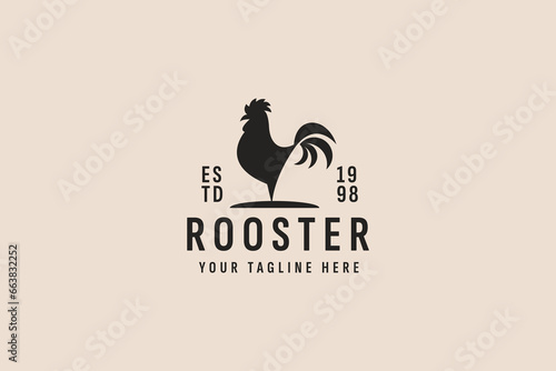 vintage style rooster logo vector icon illustration