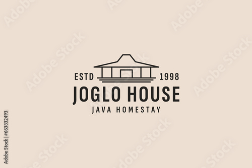 vintage style Javanese house logo vector icon illustration