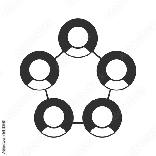 線で繋がっている5人のアイコン - 相関図･SNS･人間関係のイメージ素材
