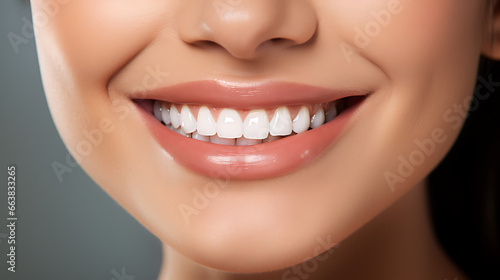 Close-up of Young Woman s Perfect Smile with White Teeth