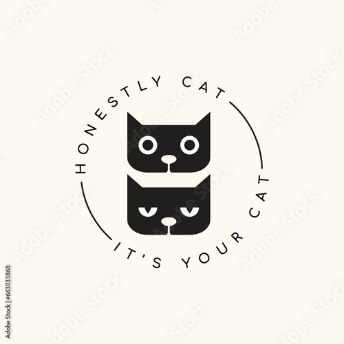 cute cat head adorable mammal modern logo deign vector graphic