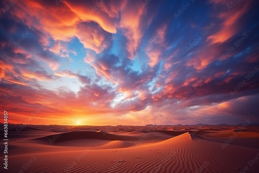 Scenic Desert Sunset with Cloudy Sky - High Quality Phot