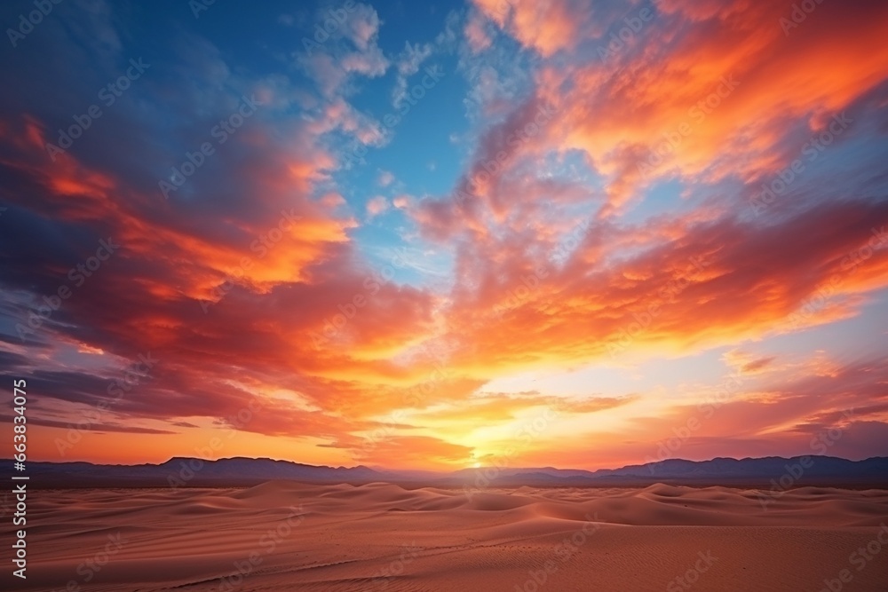 Scenic Desert Sunset with Cloudy Sky - High Quality Phot