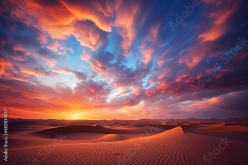 Scenic Desert Sunset with Cloudy Sky - High Quality Phot