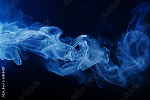 Blue and White Smoke Cloud on Dark Blue Background - High Quality Photo