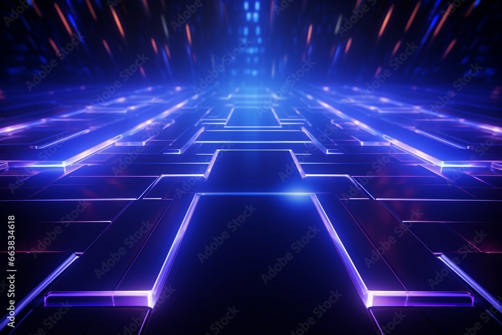 Dark Blue Futuristic Background with Neon Lights Dark Blue Futuristic Background with Neon Lights