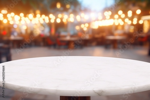 Empty Wooden Table with Blurred Car Background and Bokeh Light: High Quality Photo