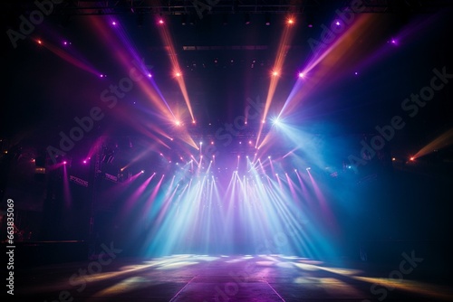 Vibrant stage lights illuminating. Generative AI