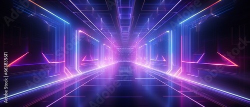 Neon Lights in Cyberspace: Futuristic Technology Background © pierre