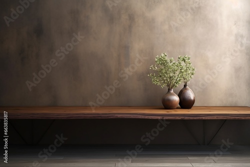 Modern Elegance  Empty Room with Wooden Table