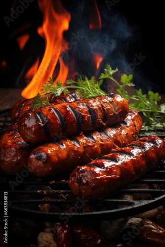 Wallpaper Mural Beer and grilled sausages with rosemary. AI Generated Torontodigital.ca