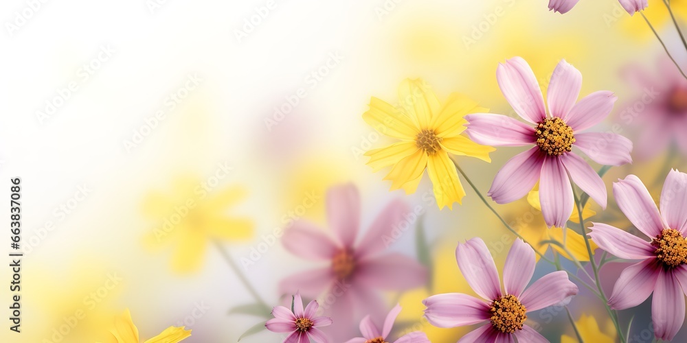 Beautiful cosmos flowers blooming in the garden with sunlight