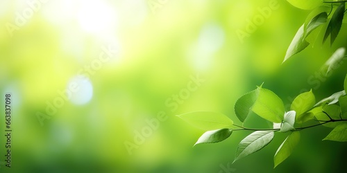 Beautiful nature view green leaf on blurred greenery background under sunlight with bokeh and copy space using as background natural plants landscape, ecology wallpaper concept