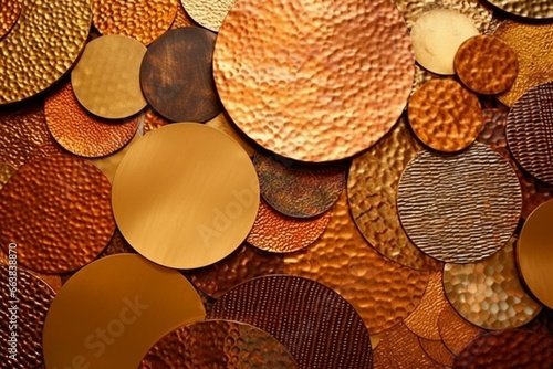 Metallic texture with a beautiful golden hue resembling copper, brass, and bronze. Generative AI