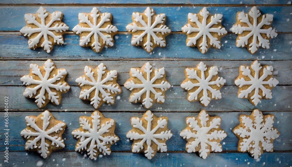 Fototapeta premium 雪の結晶の形のおしゃれなクッキー