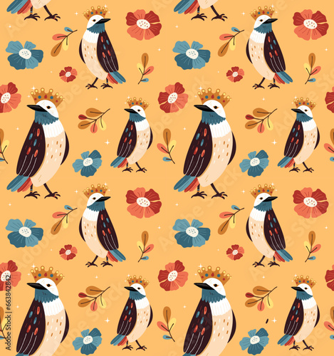 A vintage-style pattern featuring a royal bird. Perfect for fabric, wrapping ...