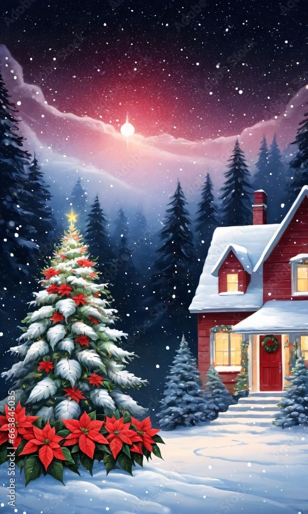 Naklejka premium Christmas Tree In The Snow