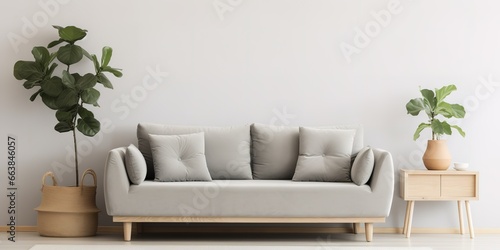 gray sofa with white background, realistic, aesthetic